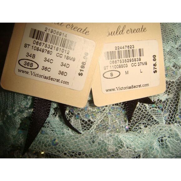 Victoria's Secret Designer Collection unlined 36C BRA SET aqua BLUE crystallized - Picture 5 of 5